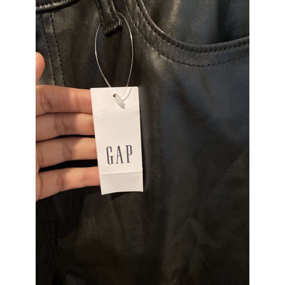 NWT The Gap 10/30r Straight Black Pleather Pants PU Stretch vegan leather - Picture 5 of 10